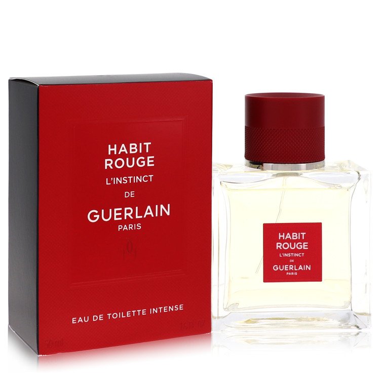 Habit Rouge L'instinct by Guerlain For Men - Eau De Toilette Intense Spray 1.6 oz